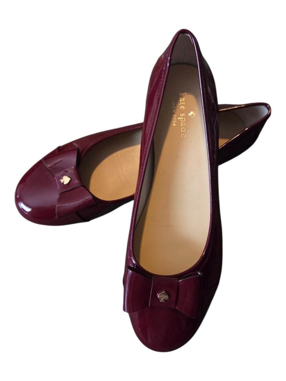 Kate Spade Burgundy Patent Leather Bow Ballet Flats Size 8 NWOT - Picture 4 of 11